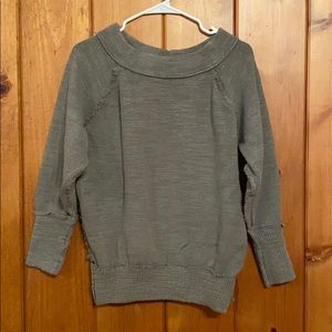 FREE PEOPLE OFF THE SHOULDER OLIVE SWEATSHIRT